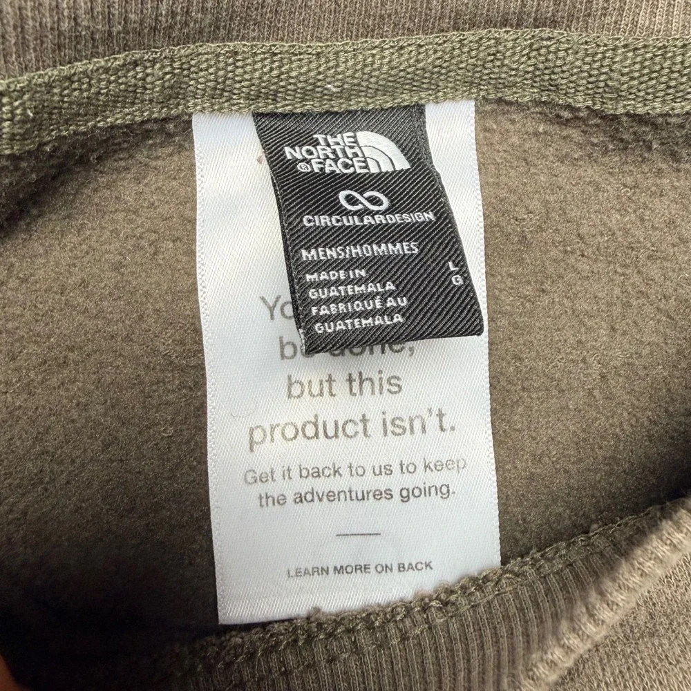The North Face Mens L Circular Design Crewneck Sweatshirt Olive Green